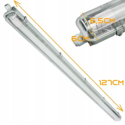 LED Technical T8 Fluorescent Fixture, 1x G13 / 20W / 230V, 4000K, 120 cm, IP65, White