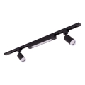 LED track spotlight for TRACER track system, 2x GU10/10W/230V + LED/20W, 1 m, black
