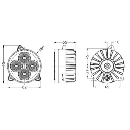 LED Tractor spotlight BLACK LED/20W/10-30V IP69 5700K round