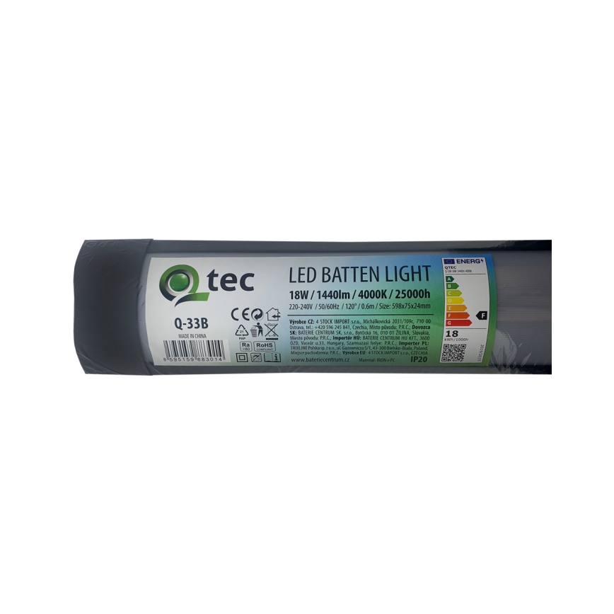 LED Under kitchen cabinet light QTEC LED/18W/230V 60 cm black