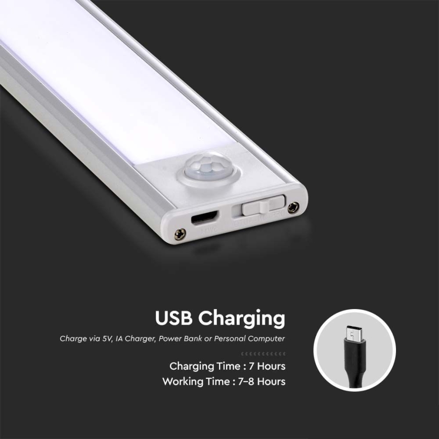 LED Under kitchen cabinet light with sensor LED/2,5W/5V 3000 mAh 3000K