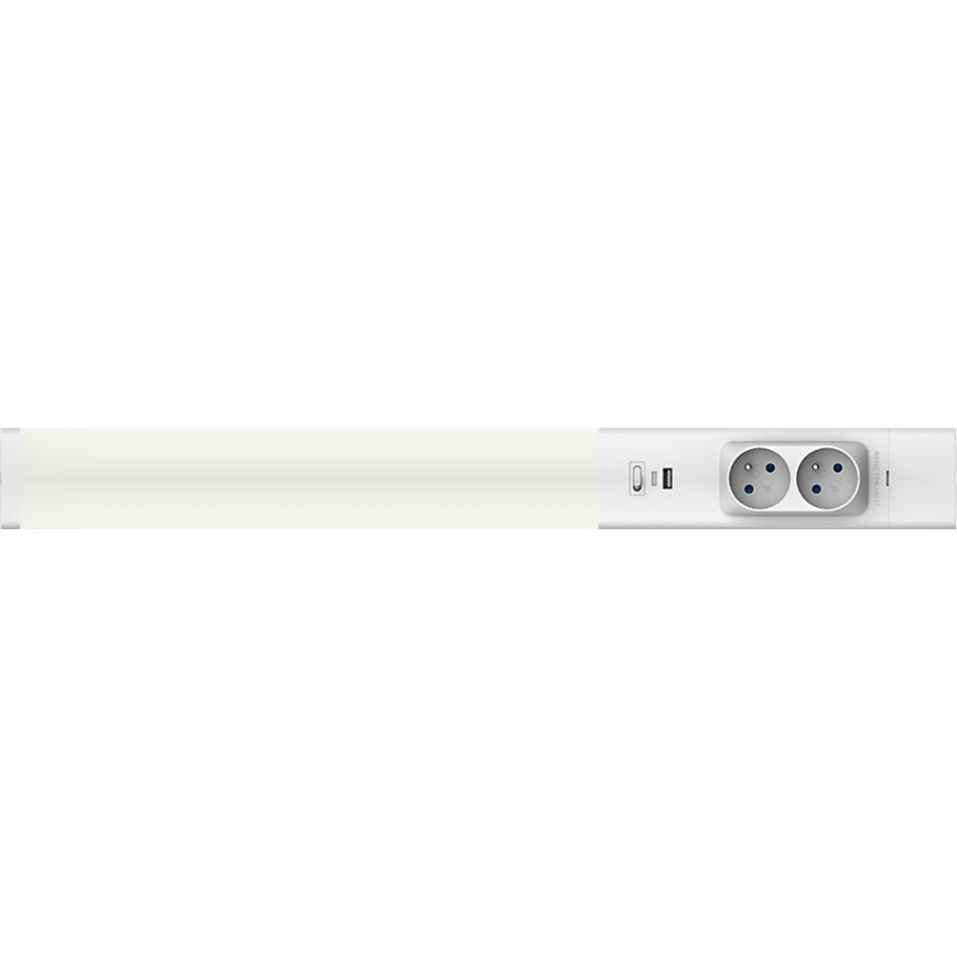 LED Under kitchen cabinet light with sockets and USB ports LED/18W/230V 4000K silver