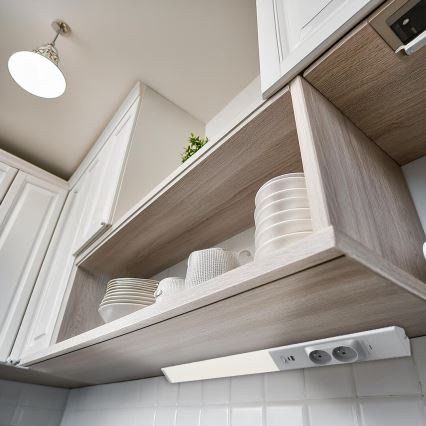 LED Under kitchen cabinet light with sockets and USB ports LED/18W/230V 4000K silver