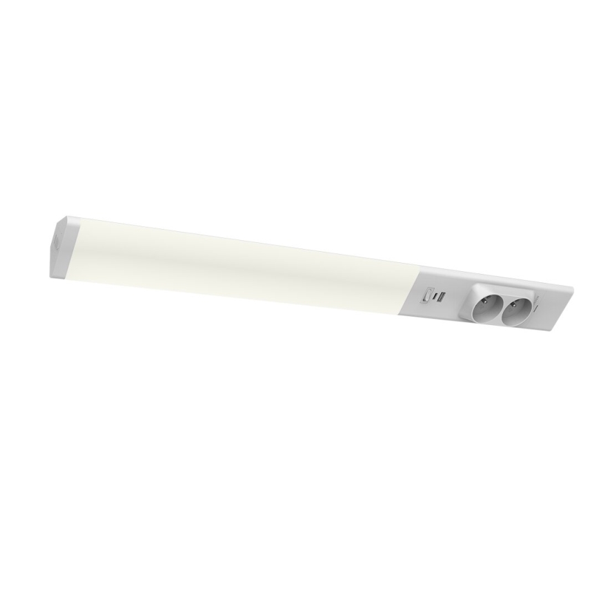 LED Under kitchen cabinet light with sockets and USB ports LED/18W/230V 4000K silver