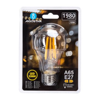LED Vintage Bulb A65 E27/18W/230V 2200K - Aigostar