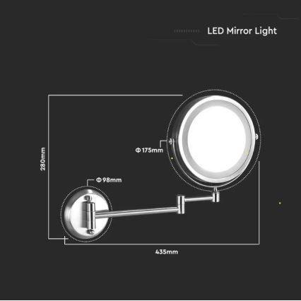 LED Wall cosmetic mirror LED/3W/6V IP44