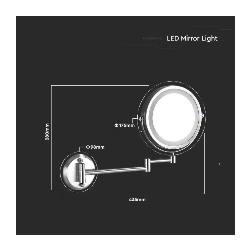LED Wall cosmetic mirror LED/3W/6V IP44