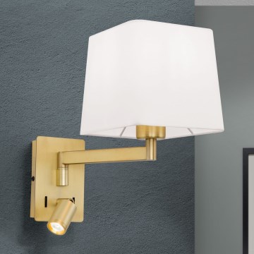 LED Wall lamp CARLTON 1xE27/40W/230V + LED/3W white/gold