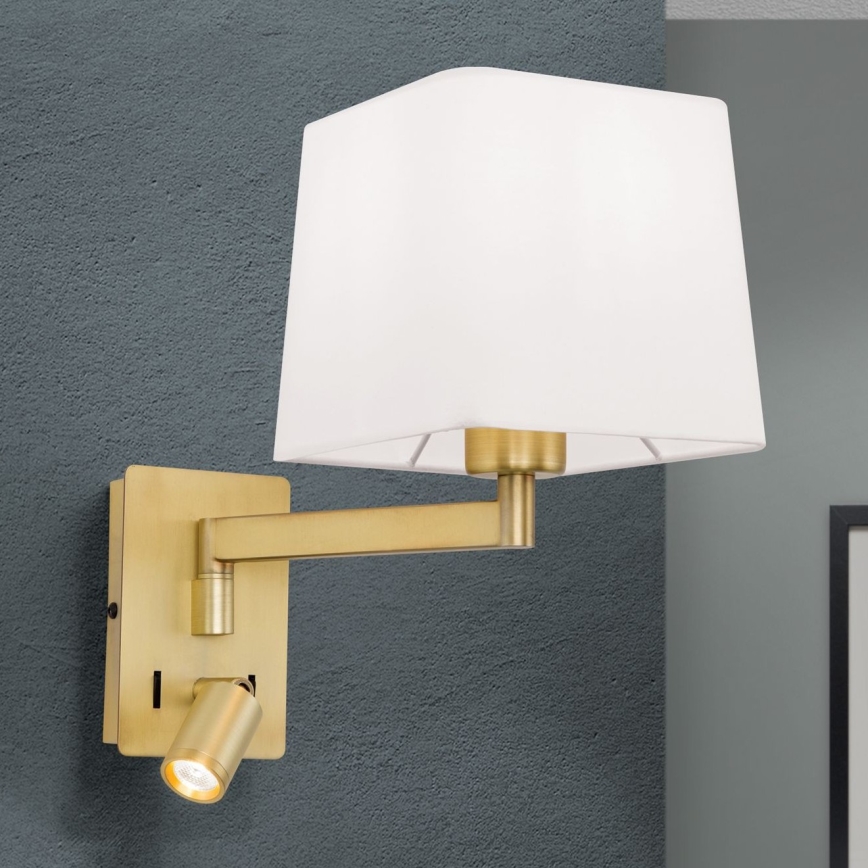 LED Wall lamp CARLTON 1xE27/40W/230V + LED/3W white/gold