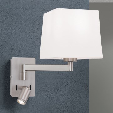 LED Wall lamp CARLTON 1xE27/40W/230V + LED/3W white/matte chrome