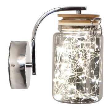 LED Wall lamp SHOCK LED/5W/230V shiny chrome/wood