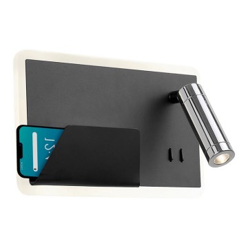 LED Wall light BOARD LED/7,8W/230V + LED/3W black/shiny chrome