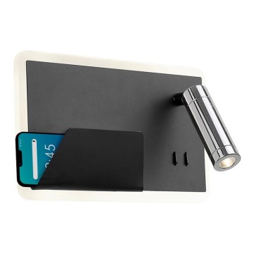 LED Wall light BOARD LED/7,8W/230V + LED/3W black/shiny chrome