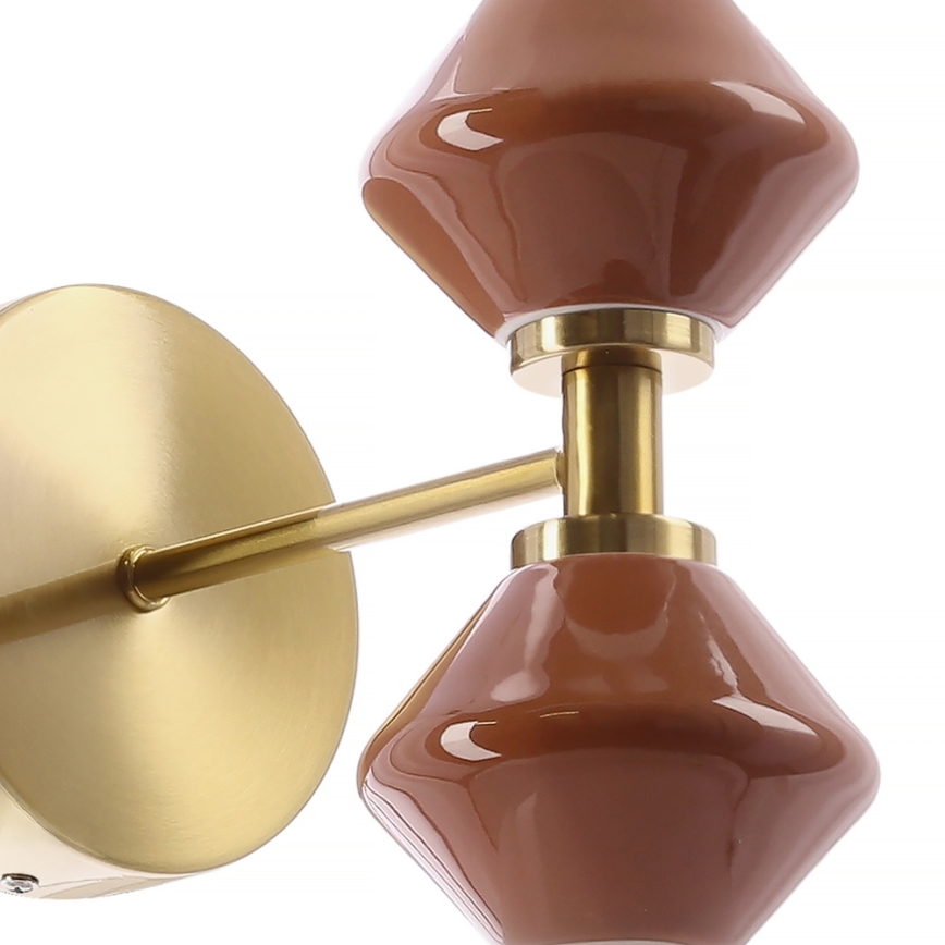 LED Wall Light FLORES 2xLED/5W/230V Gold/Brown