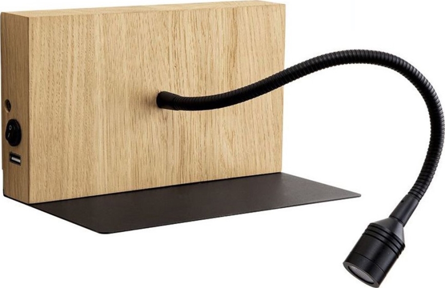 LED Wall light LECTOR LED/2,5W/230V USB oak