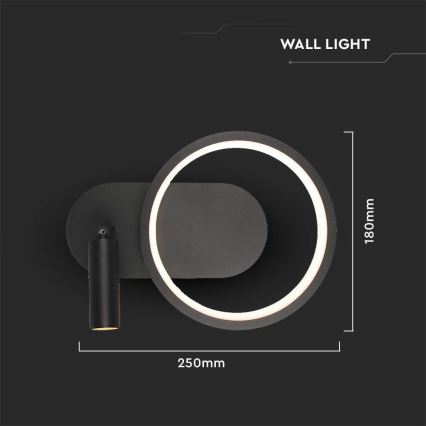 LED Wall light LED/14W/230V 3000K black