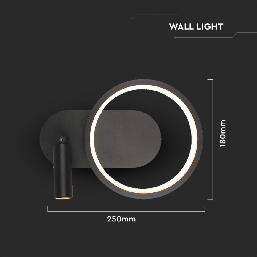 LED Wall light LED/14W/230V 3000K black