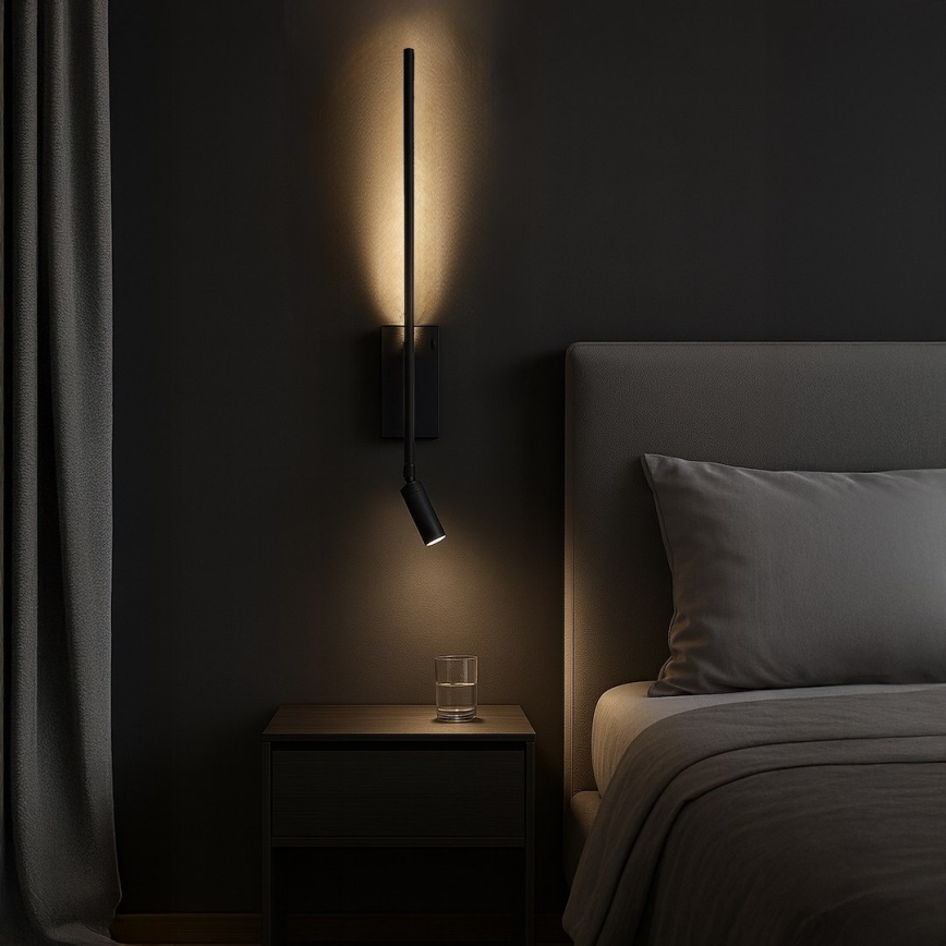 LED Wall Light TORCH LED/6W/230V + LED/3W Black