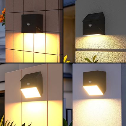 LED Wall-Mounted Solar Light with Sensor LED/2,5W/3,7V 3000/4000/6000K IP65 1200 mAh Black