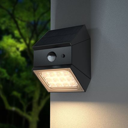 LED Wall-Mounted Solar Light with Sensor LED/2,5W/3,7V 3000/4000/6000K IP65 1200 mAh Black