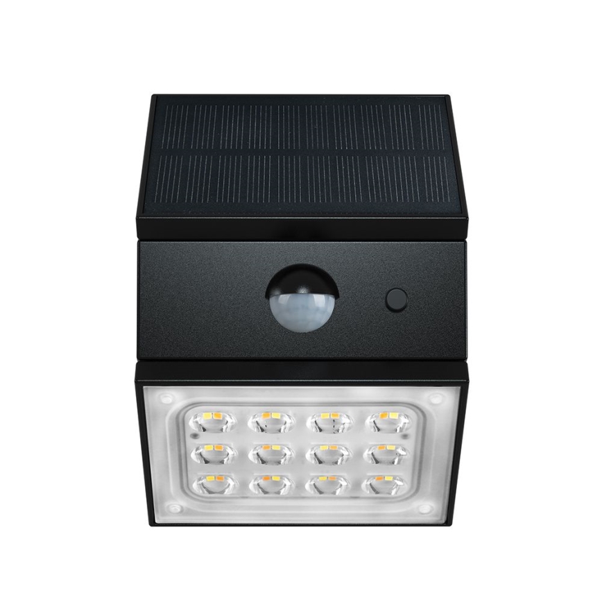 LED Wall-Mounted Solar Light with Sensor LED/2,5W/3,7V 3000/4000/6000K IP65 1200 mAh Black