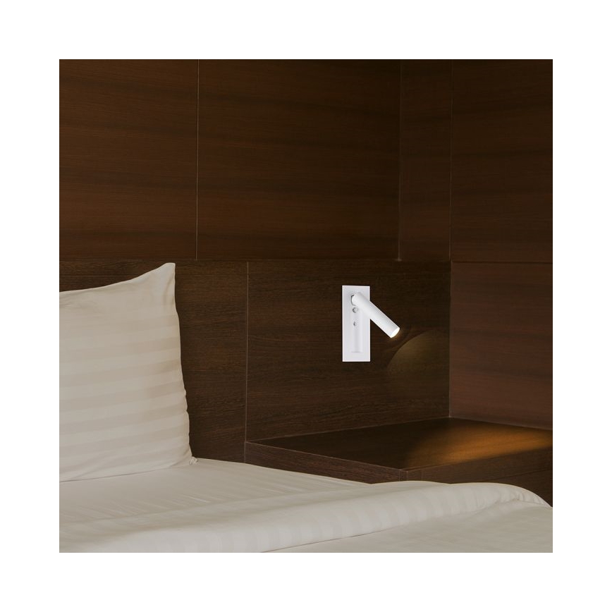LED Wall-Mounted Spotlight, 2W, 230V, 3000K, White
