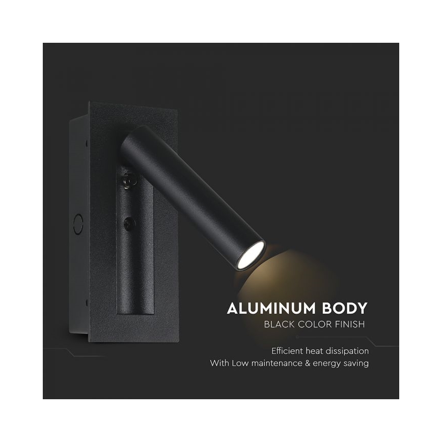 LED Wall-Mounted Spotlight LED/2W/230V 3000K Black