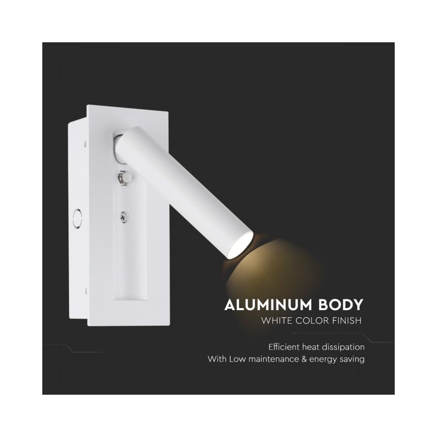 LED wall-mounted spotlight LED/2W/230V 3000K white