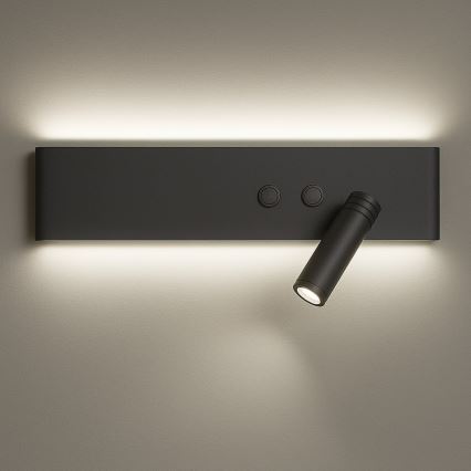 LED wall-mounted spotlight RESORT LED/10W/230V + LED/3W, black, right-hand