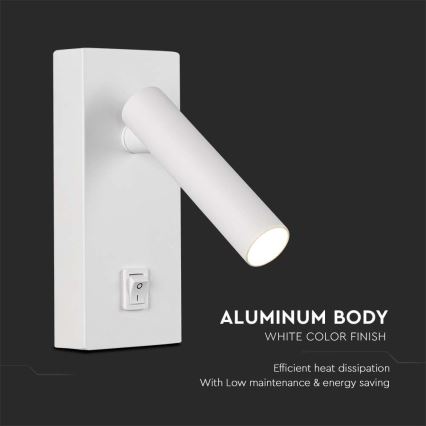 LED Wall spotlight with switch LED/2W/230V 3000K white