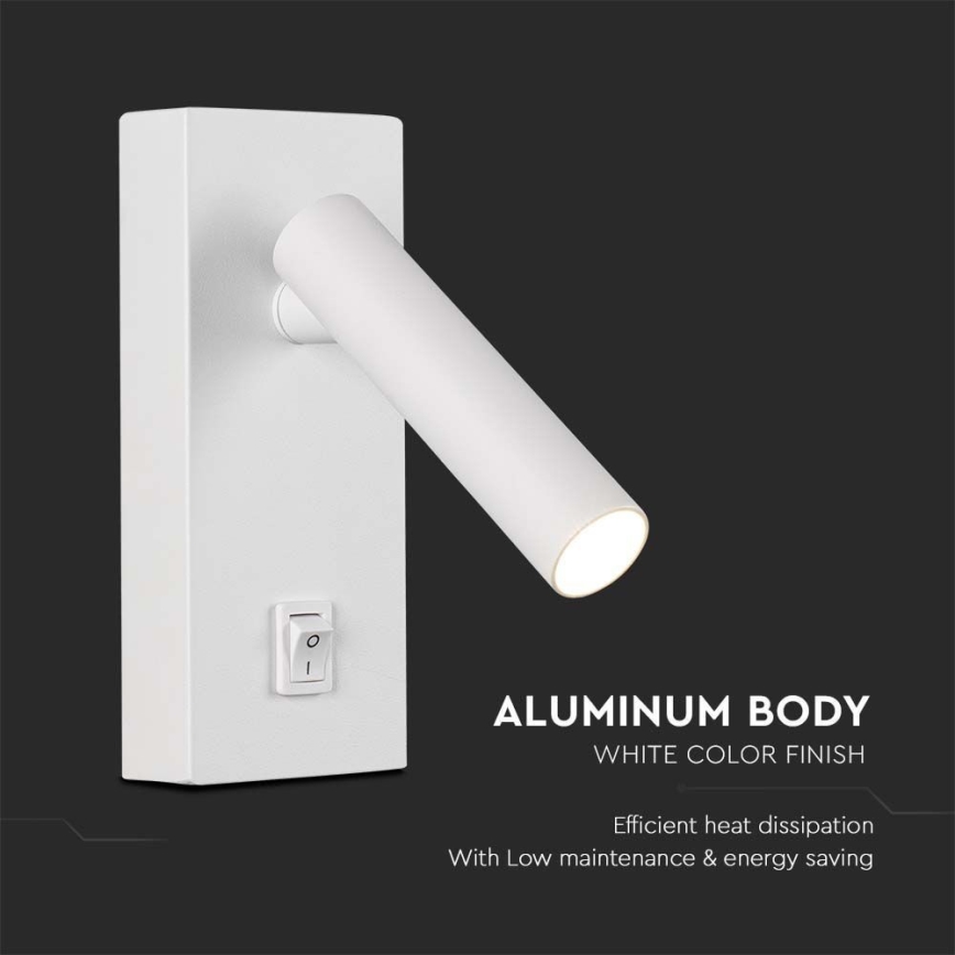 LED Wall spotlight with switch LED/2W/230V 3000K white