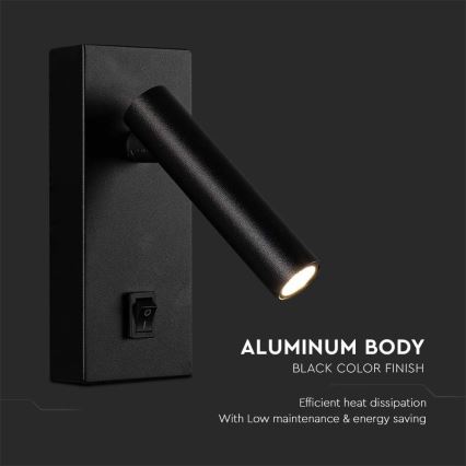 LED Wall spotlight LED/2W/230V 4000K black