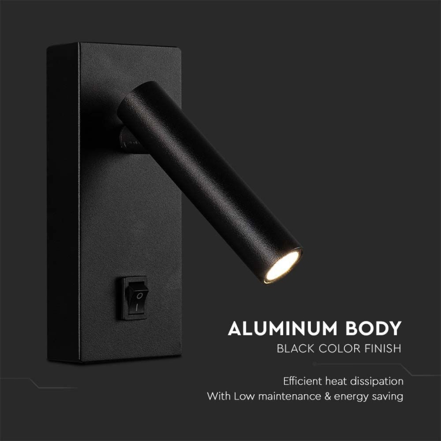 LED Wall spotlight LED/2W/230V 4000K black