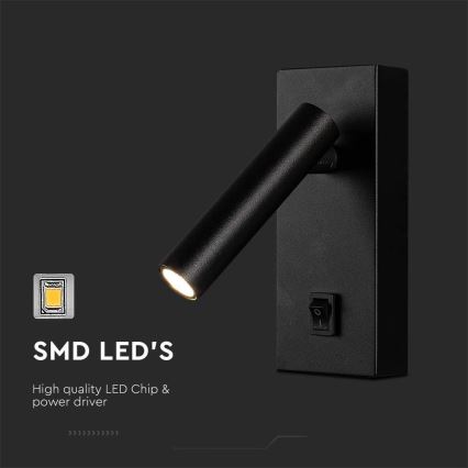 LED Wall spotlight LED/2W/230V 4000K black