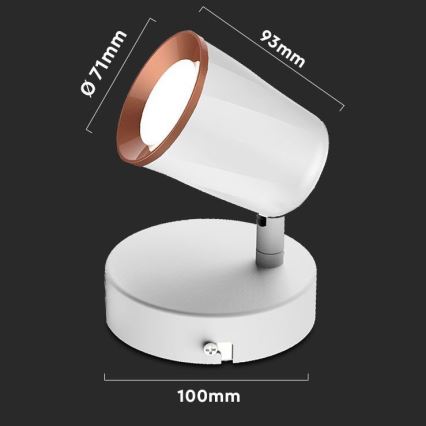 LED Wall spotlight LED/5W/230V 3000K white