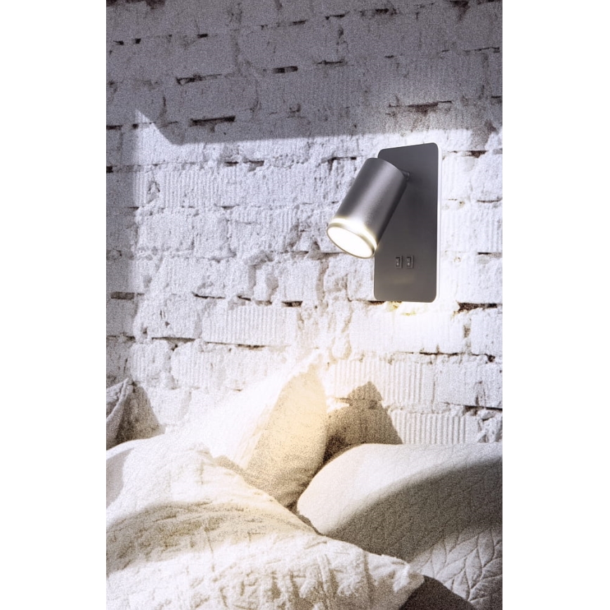 LED Wall spotlight PARIS 1xGU10/10W/230V + LED/6W/230V black