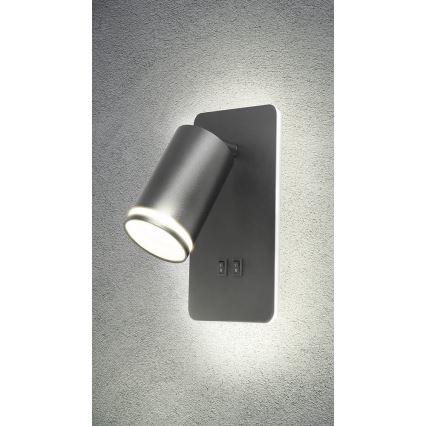 LED Wall spotlight PARIS 1xGU10/10W/230V + LED/6W/230V black