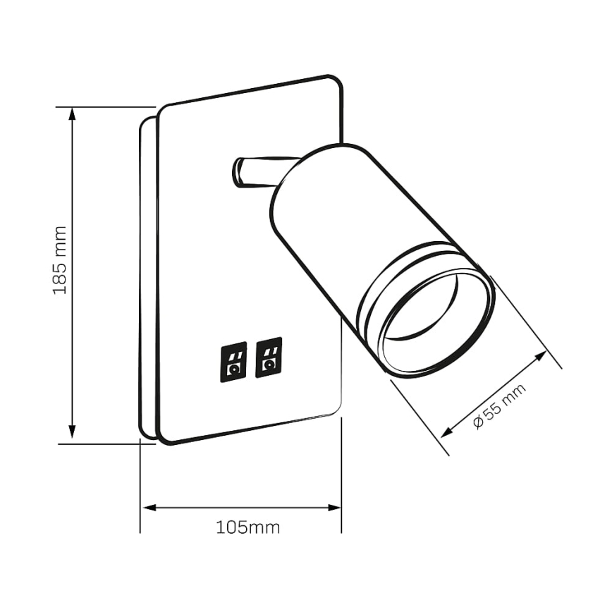 LED Wall spotlight PARIS 1xGU10/10W/230V + LED/6W/230V black