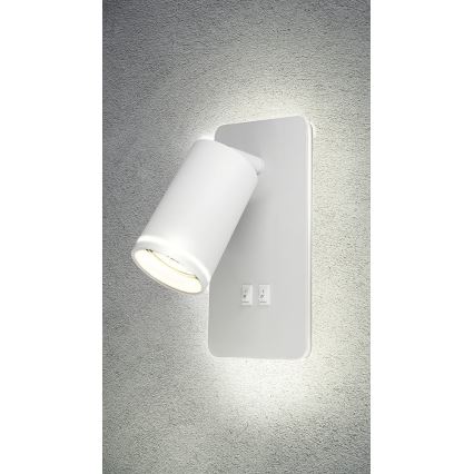LED Wall spotlight PARIS 1xGU10/10W/230V + LED/6W/230V white