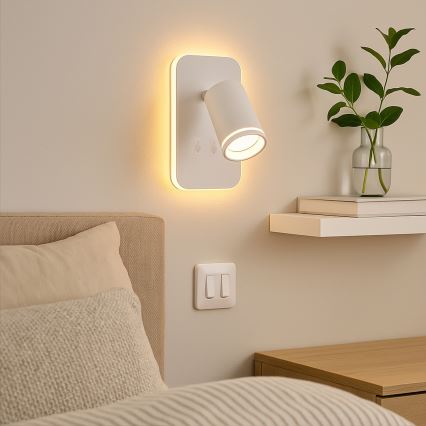 LED Wall Spotlight PIPE 1x GU10 (10W/230V) + 6W LED, white