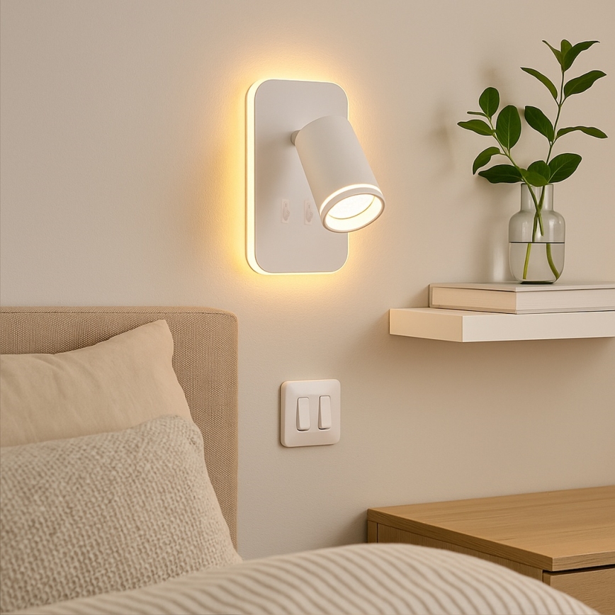 LED Wall Spotlight PIPE 1x GU10 (10W/230V) + 6W LED, white