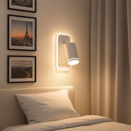 LED Wall Spotlight PIPE 1x GU10 (10W/230V) + 6W LED, white