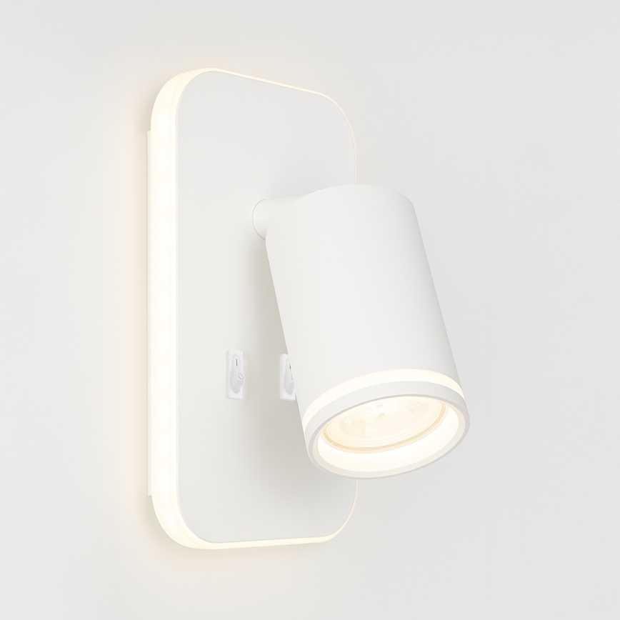 LED Wall Spotlight PIPE 1x GU10 (10W/230V) + 6W LED, white