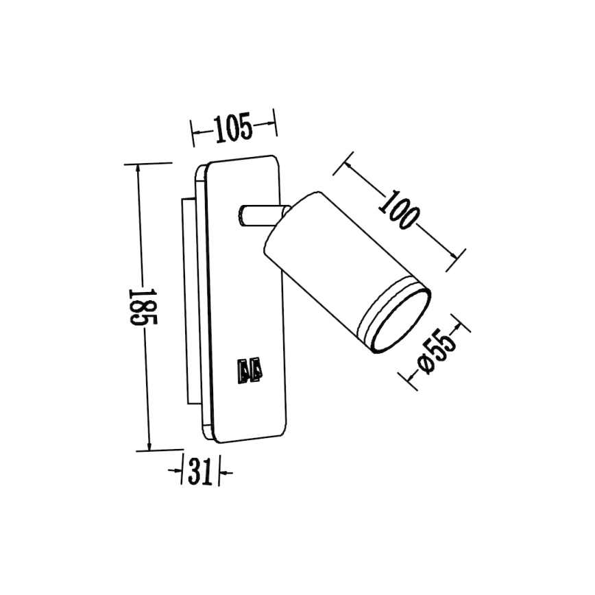 LED Wall Spotlight PIPE 1x GU10 (10W/230V) + 6W LED, white