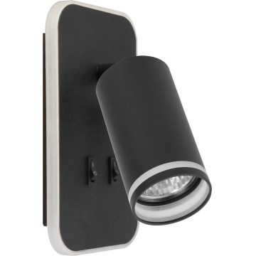 LED Wall Spotlight PIPE 1xGU10/10W/230V + LED/6W Black