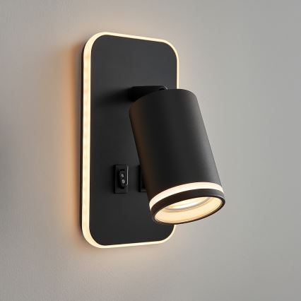 LED Wall Spotlight PIPE 1xGU10/10W/230V + LED/6W Black