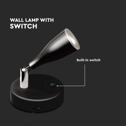 LED Wall spotlight with a switch LED/4,5W/230V 3000K black