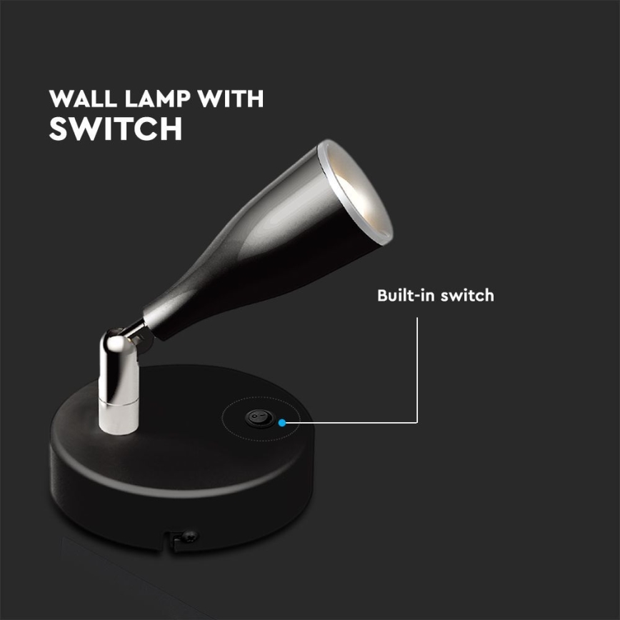 LED Wall spotlight with a switch LED/4,5W/230V 3000K black