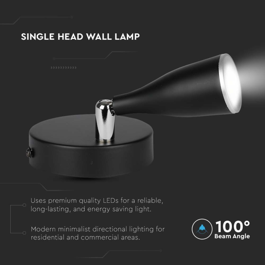 LED Wall spotlight with a switch LED/4,5W/230V 3000K black