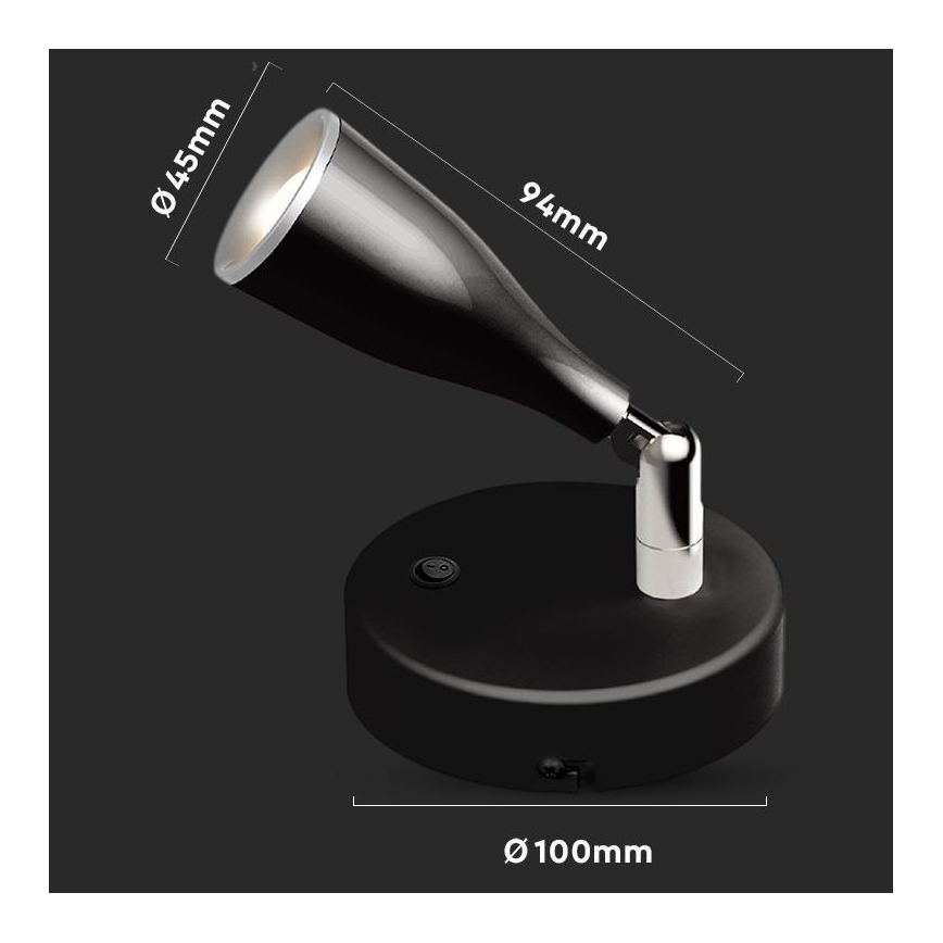 LED Wall spotlight with a switch LED/4,5W/230V 3000K black